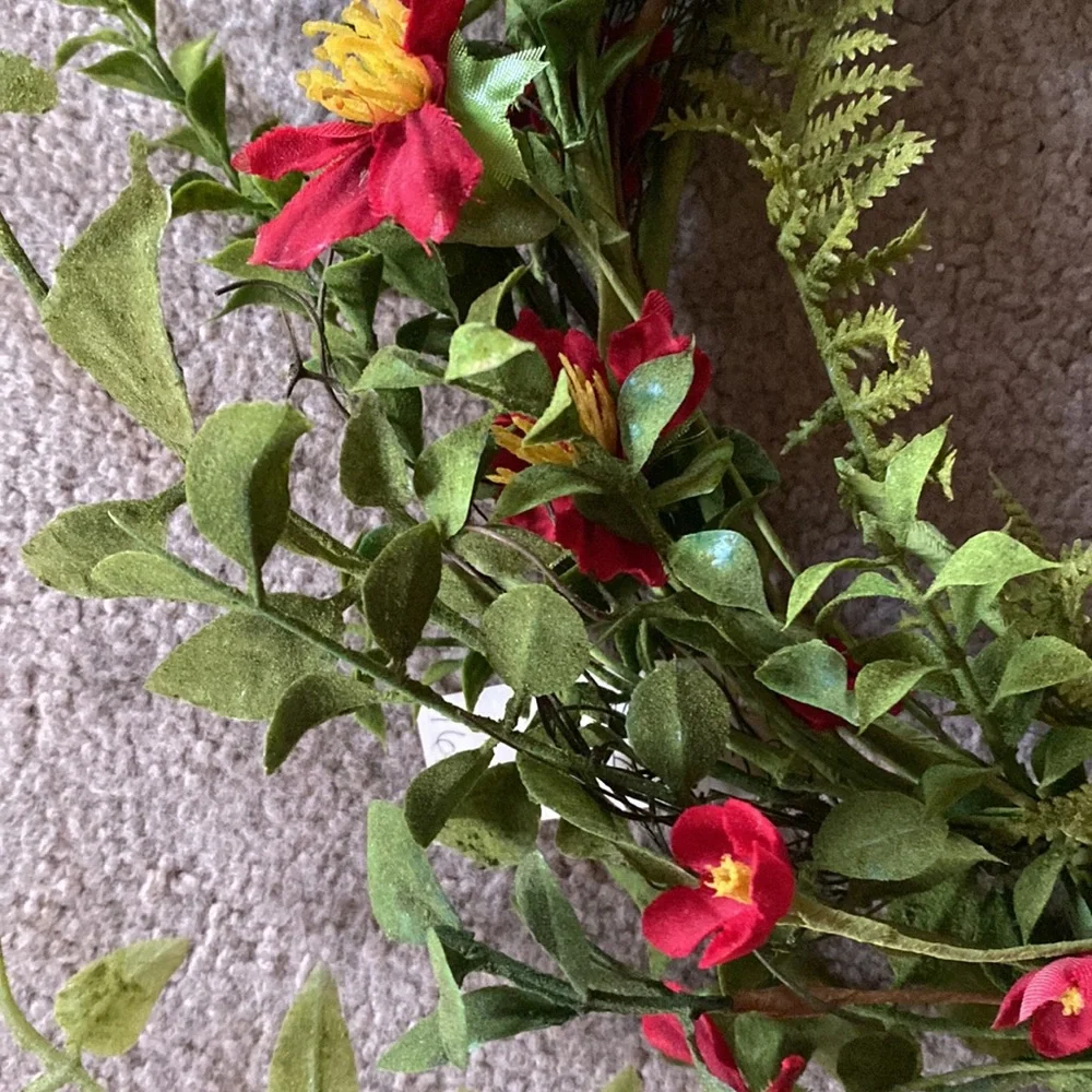 Red Wreath with Greenery